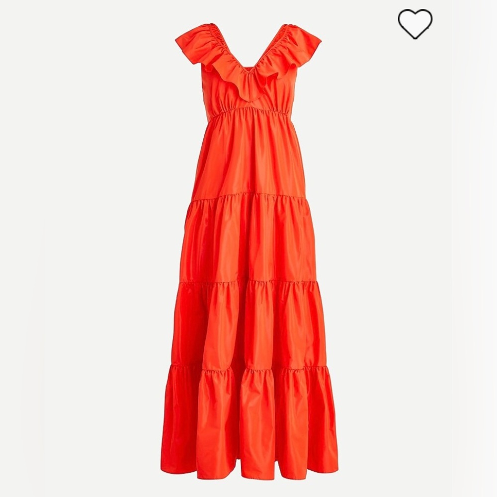 J.Crew Ruffled scoopneck maxi dress in taffeta, size 10, NWT